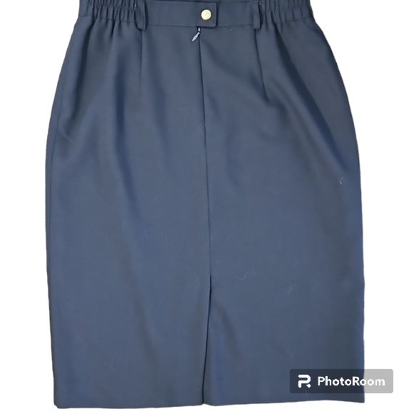 Vintage Navy Blue Knee Length Pencil Skirt - Picture 2 of 11